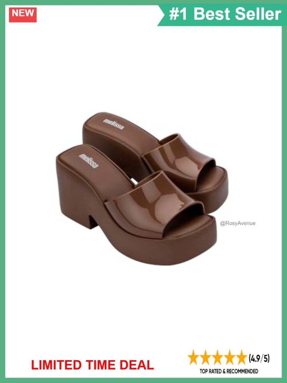 Melissa Posh Slip-On Platform Jelly Heels Womens Clog Mules